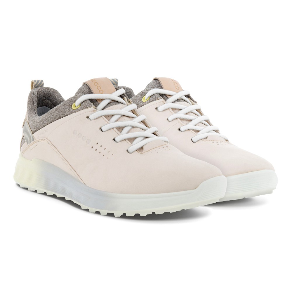 ECCO Womens Golf Shoes Beige - S-Three Spikelesss - SCT-978456